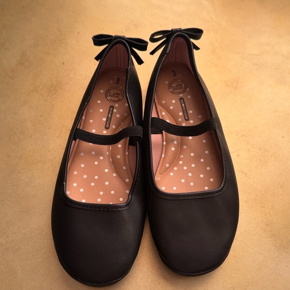 EUC Wonder Nation Black Ballet Flat Dress Shoes Size 3 - Picture 3 of 8
